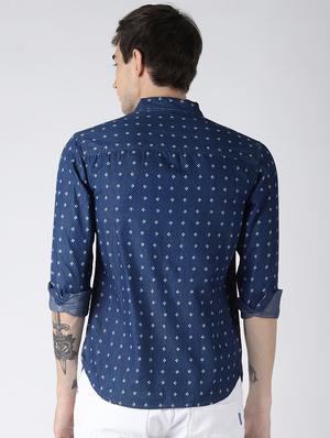navy blue printed casual shirt - 16506105 - Standard Image - 3