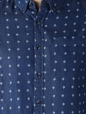 navy blue printed casual shirt - 16506105 - Standard Image - 5