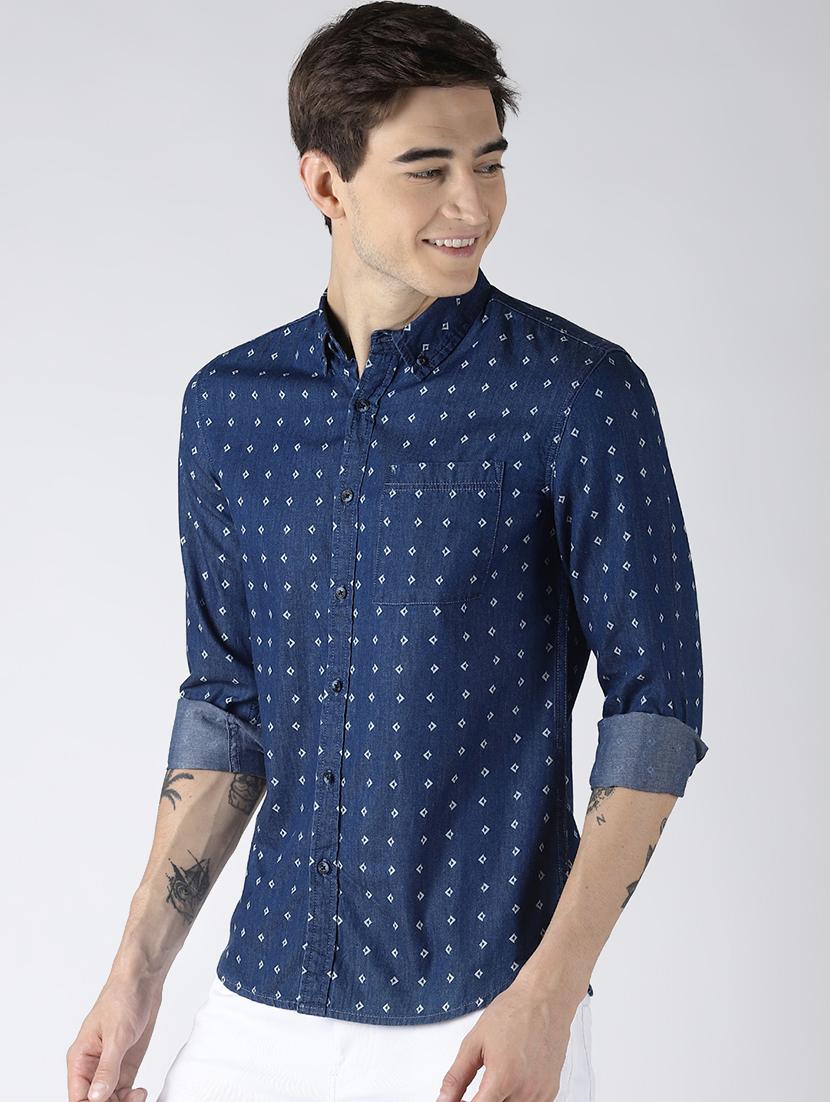navy blue printed casual shirt - 16506105 - Zoom Image - 2