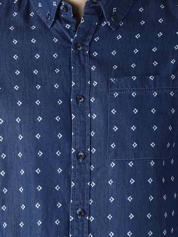 navy blue printed casual shirt - 16506105 - Zoom Image - 5