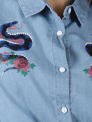 tie front print detail shirt - 16506233 - Standard Image - 5