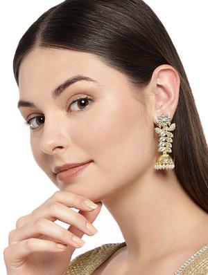 gold metal jhumka earring - 16506571 - Standard Image - 3