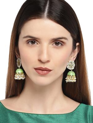 gold metal jhumka earring - 16506582 - Standard Image - 3