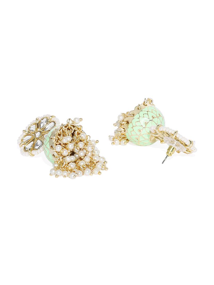 gold metal jhumka earring - 16506582 - Zoom Image - 2