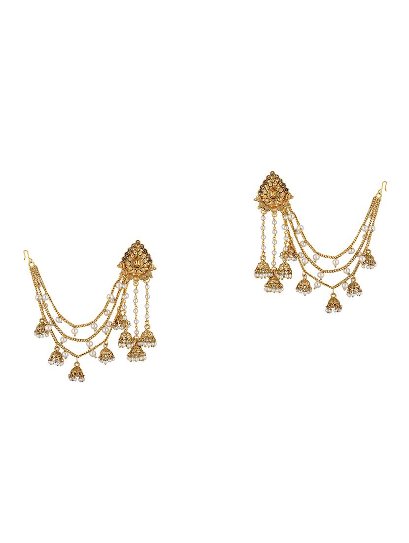 gold metal jhumka earring - 16506684 - Zoom Image - 1