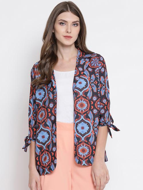 lapel neck tie knot sleeved jacket - 16506745 - Standard Image - 1
