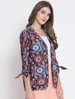 lapel neck tie knot sleeved jacket - 16506745 - Standard Image - 2