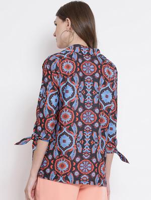 lapel neck tie knot sleeved jacket - 16506745 - Standard Image - 3