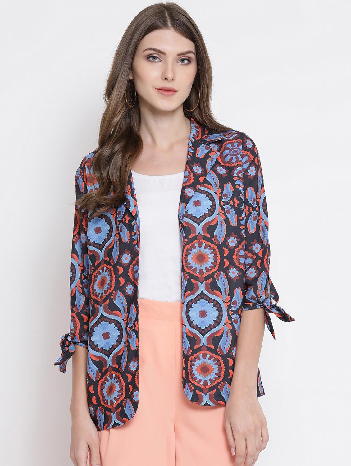 lapel neck tie knot sleeved jacket - 16506745 - Zoom Image - 1