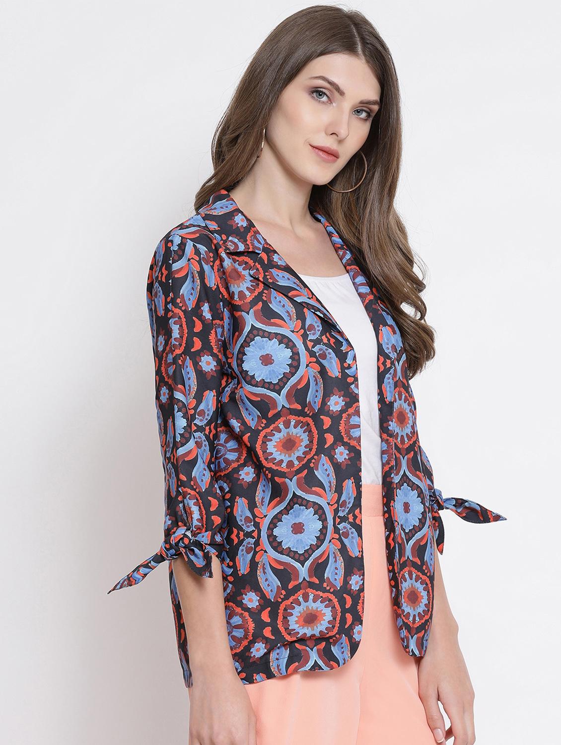 lapel neck tie knot sleeved jacket - 16506745 - Zoom Image - 2