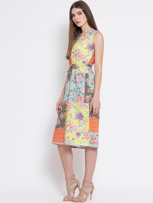 draw string floral a-line dress - 16506749 - Standard Image - 3