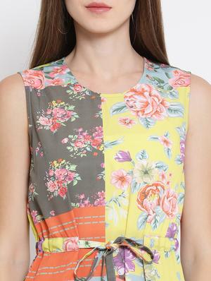 draw string floral a-line dress - 16506749 - Standard Image - 5