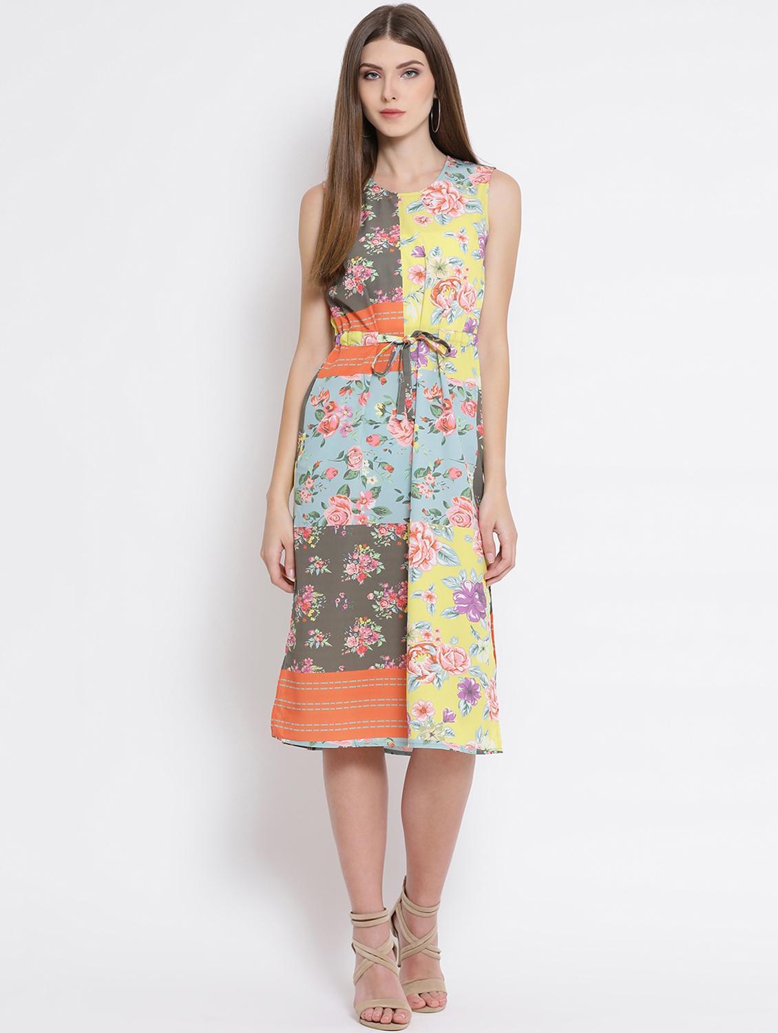 draw string floral a-line dress - 16506749 - Zoom Image - 1