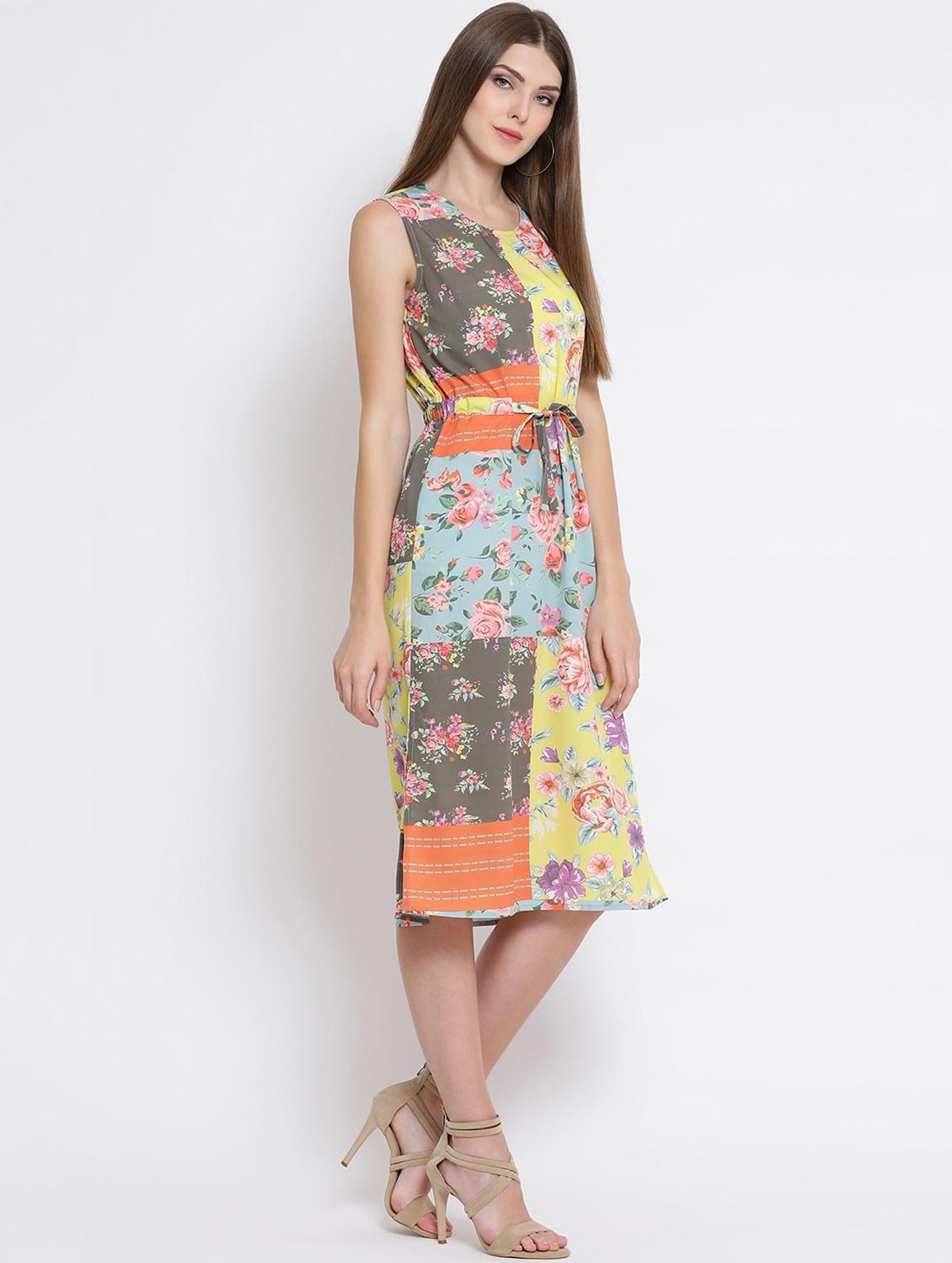 draw string floral a-line dress - 16506749 - Zoom Image - 2