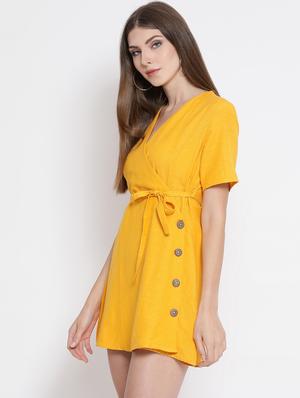 tie knot button detail wrap dress - 16506769 - Standard Image - 2