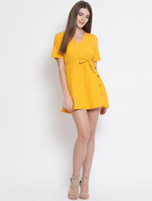 tie knot button detail wrap dress - 16506769 - Standard Image - 4