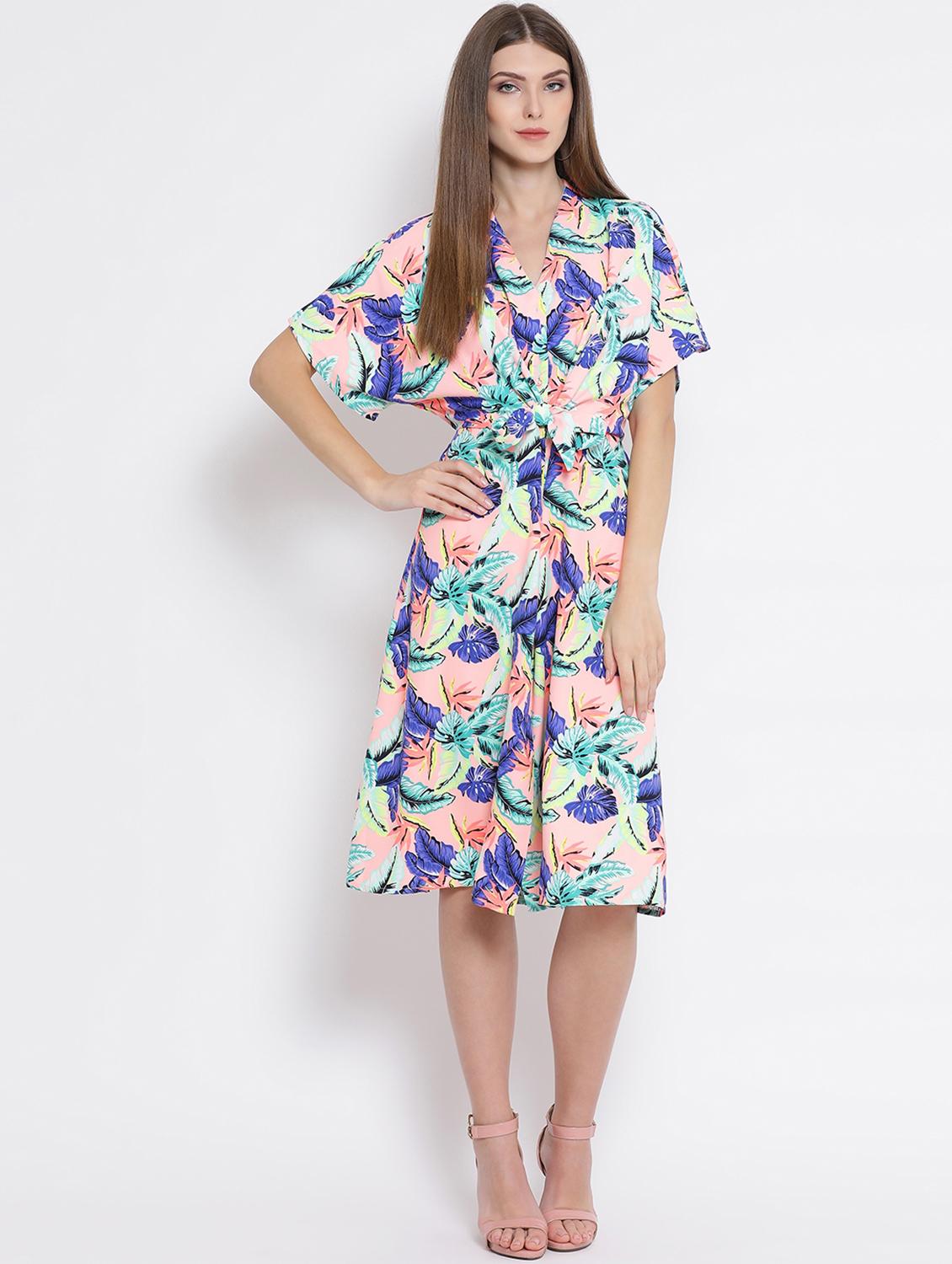 tie knot front button detail a-line dress - 16506783 - Zoom Image - 1