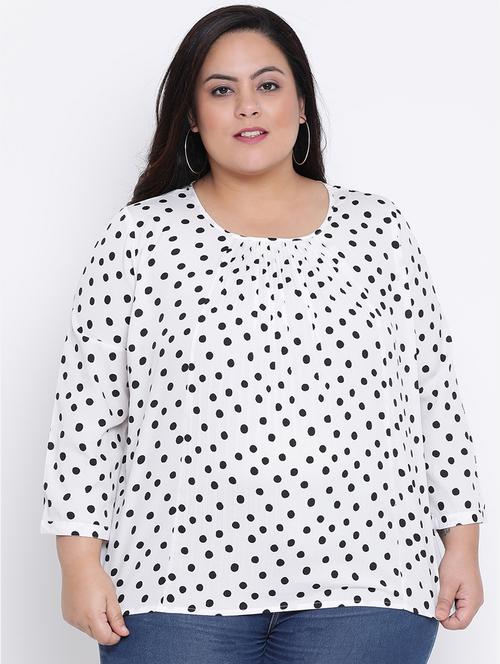 pleated polka dots plus top - 16506799 - Standard Image - 1