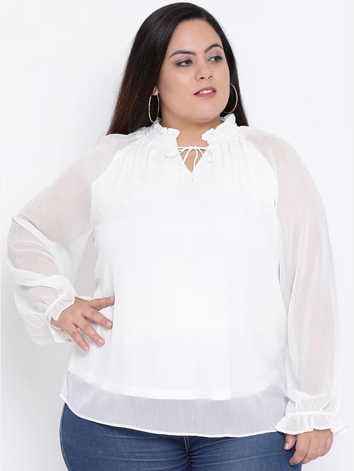 tie knot frill trim plus top - 16506808 - Standard Image - 1