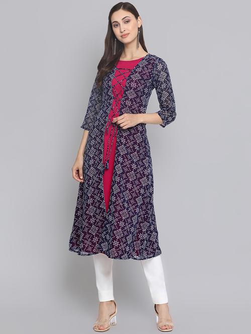 printed layered kurta - 16506822 - Standard Image - 1