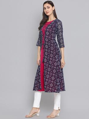printed layered kurta - 16506822 - Standard Image - 2