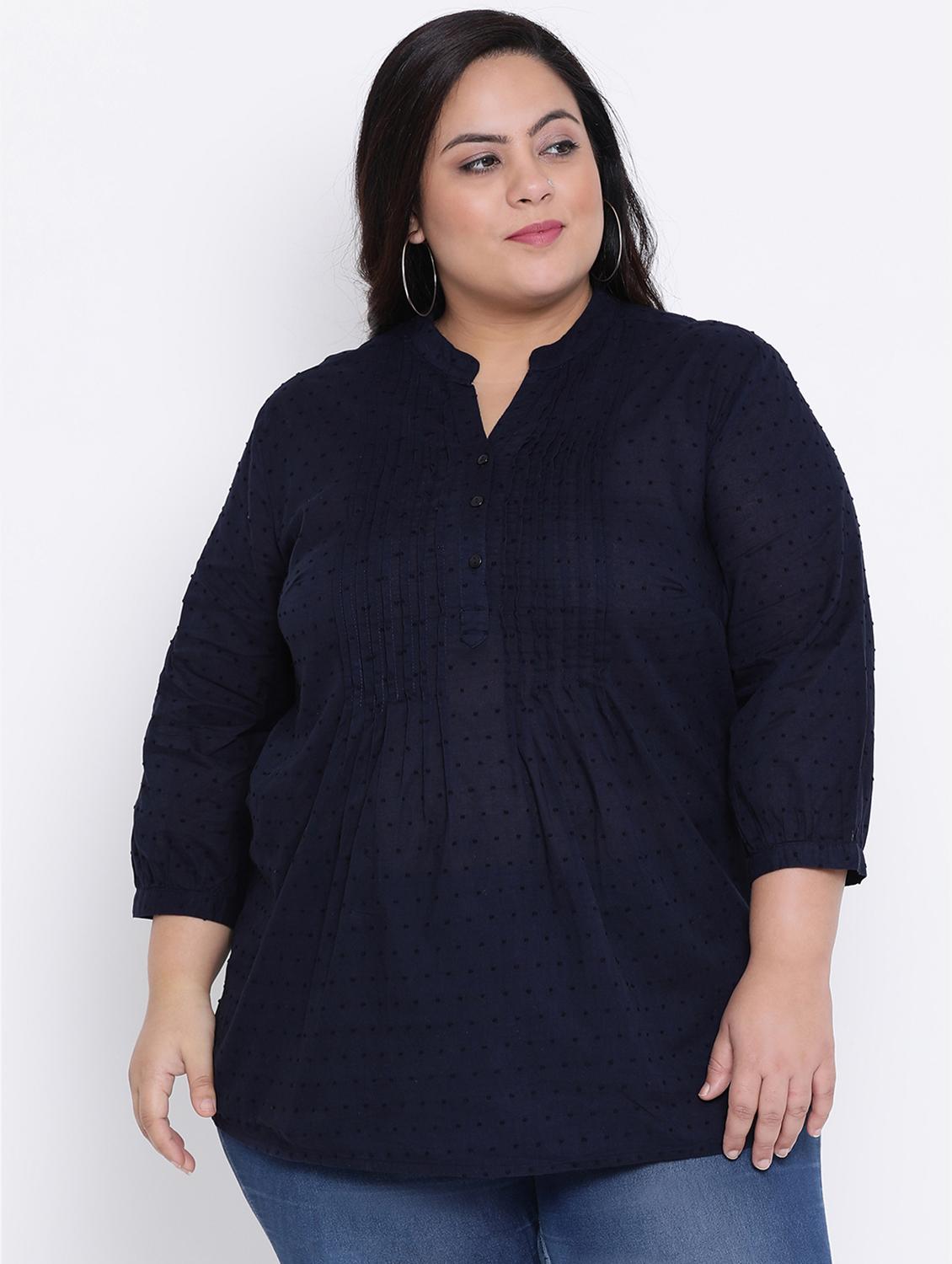 mandarin neck pleated plus tunic - 16506842 - Zoom Image - 1