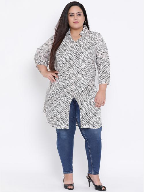 concealed placket curved hem plus tunic - 16506852 - Standard Image - 1