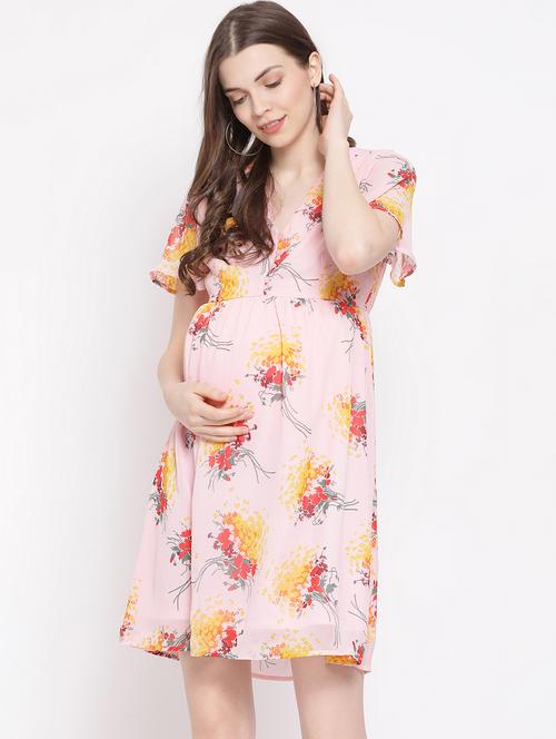 v neck floral maternity dress - 16506889 - Standard Image - 1