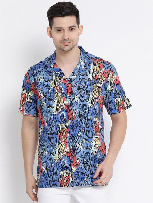 blue printed casual shirt - 16507023 - Standard Image - 1