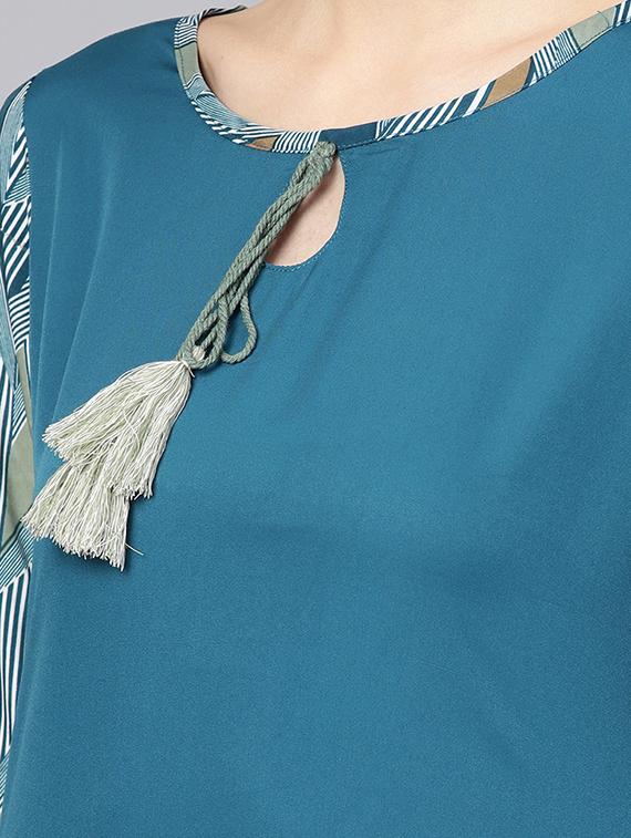 chevron printed kurta palazzo set - 16507230 - Zoom Image - 5