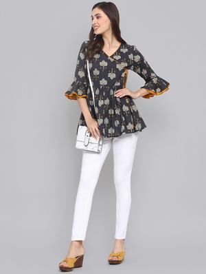 bell sleeved gathered top - 16507277 - Standard Image - 4