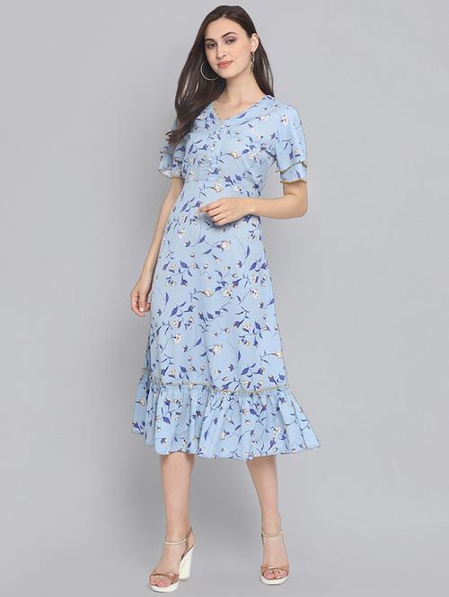gathered hem floral a-line dress - 16507422 - Standard Image - 1