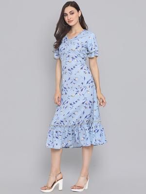 gathered hem floral a-line dress - 16507422 - Standard Image - 2