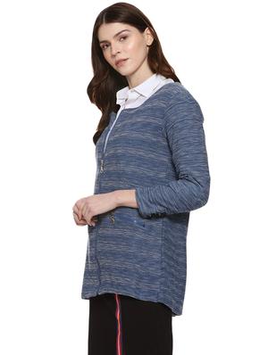 round neck zipper detail cardigan - 16507455 - Standard Image - 2