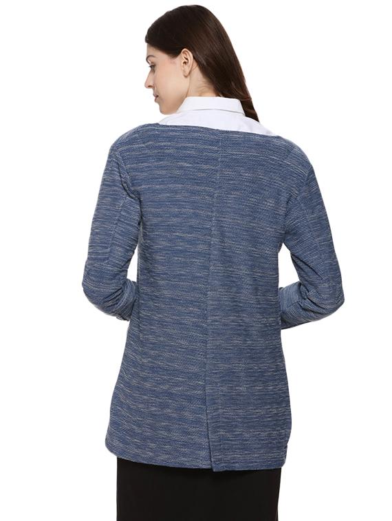 round neck zipper detail cardigan - 16507455 - Zoom Image - 3