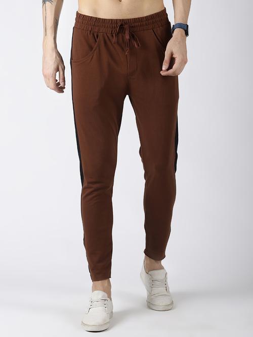 brown side striped full length track pant - 16507506 - Standard Image - 1