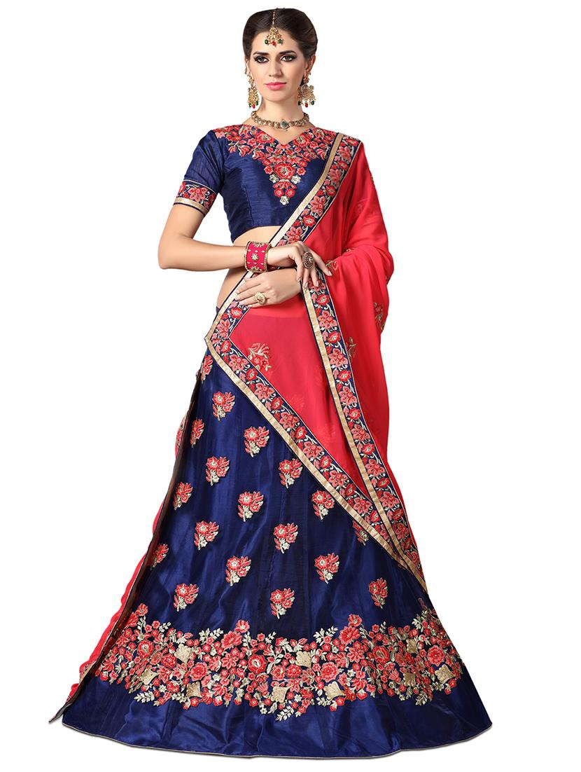 floral embroidered flared lehenga - 16508030 - Zoom Image - 1