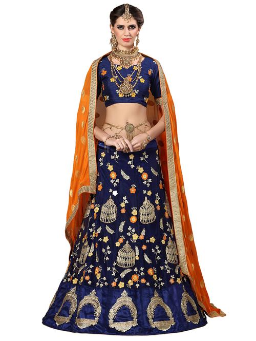 floral embroidered flared lehenga - 16508031 - Standard Image - 1
