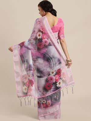 floral printed saree with blouse - 16508541 - Standard Image - 2