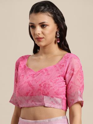 floral printed saree with blouse - 16508541 - Standard Image - 3