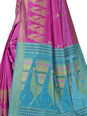 conversational printed saree with blouse - 16508547 - Standard Image - 4