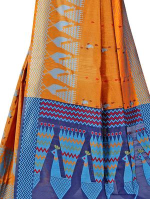 conversational printed saree with blouse - 16508550 - Standard Image - 4