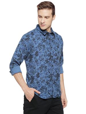 blue floral print casual shirt - 16508635 - Standard Image - 2