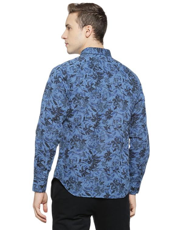 blue floral print casual shirt - 16508635 - Zoom Image - 3