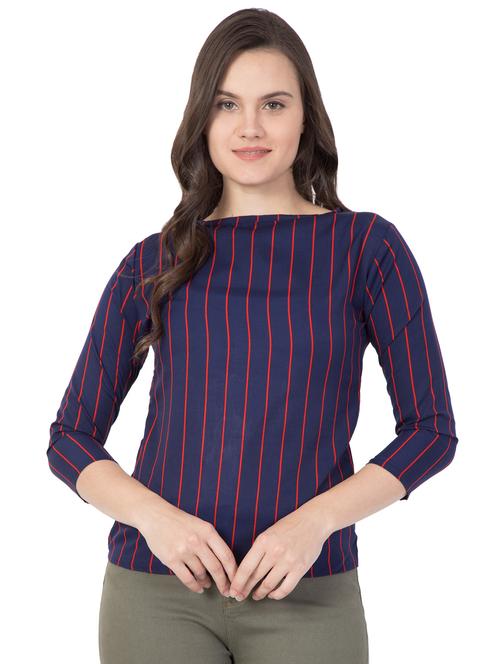 round neck striped top - 16509092 - Standard Image - 1