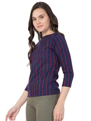 round neck striped top - 16509092 - Standard Image - 2