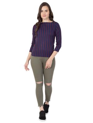 round neck striped top - 16509092 - Standard Image - 4