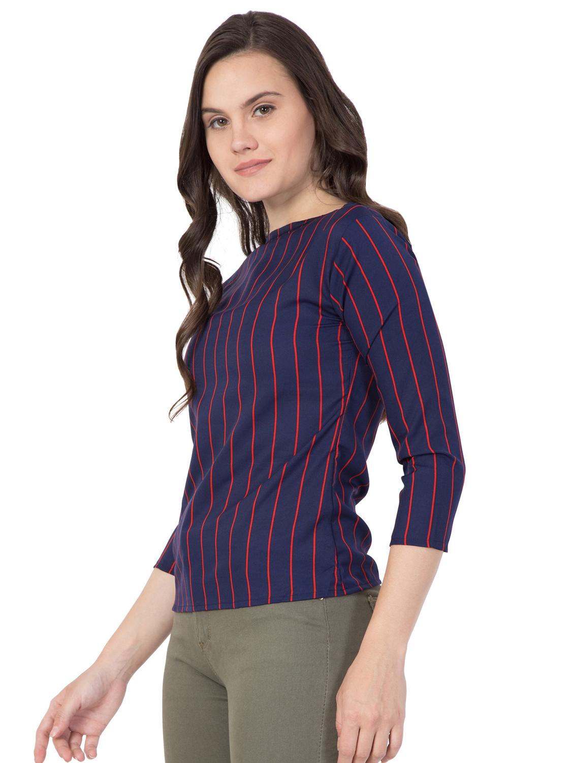 round neck striped top - 16509092 - Zoom Image - 2