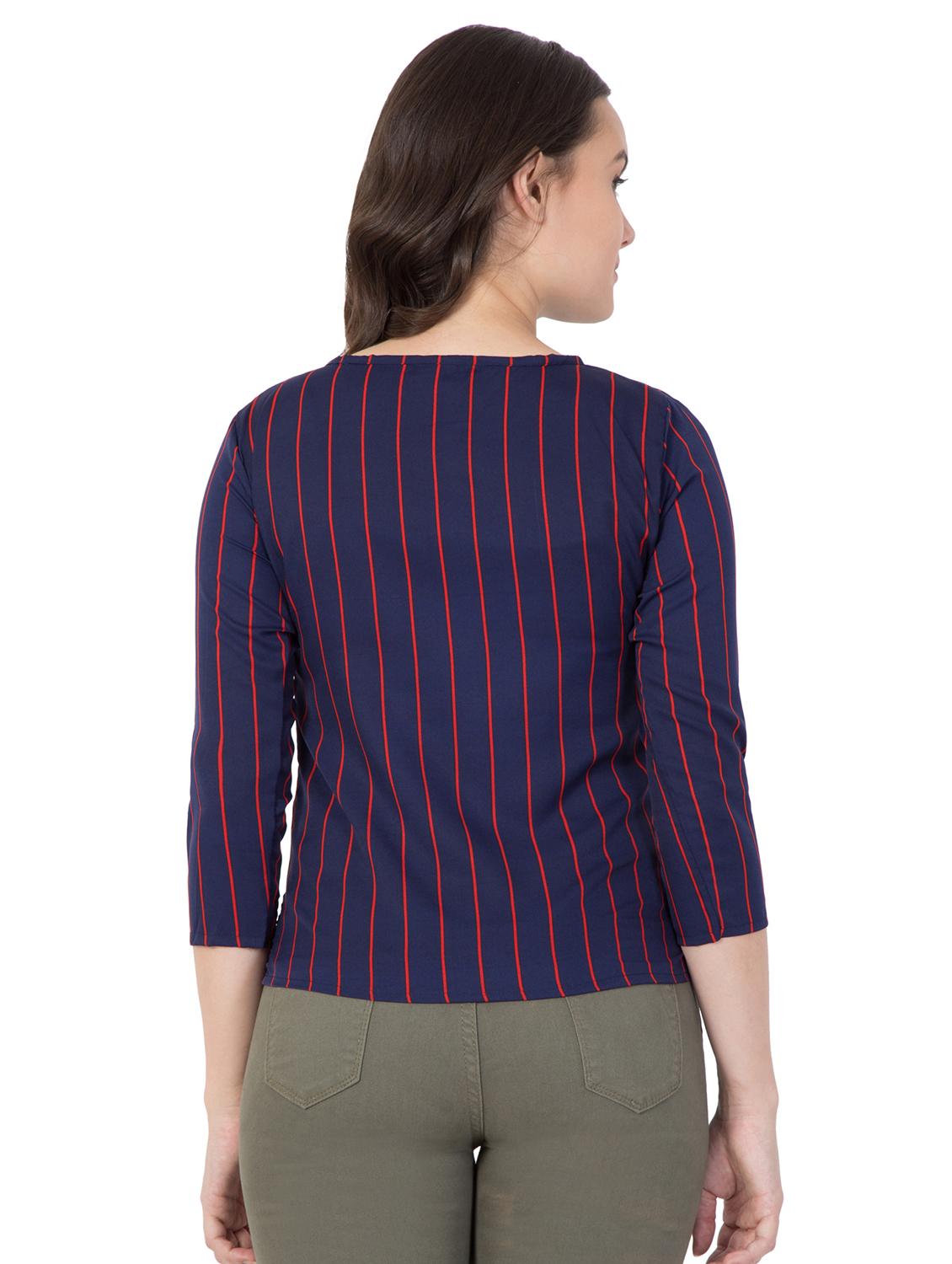 round neck striped top - 16509092 - Zoom Image - 3