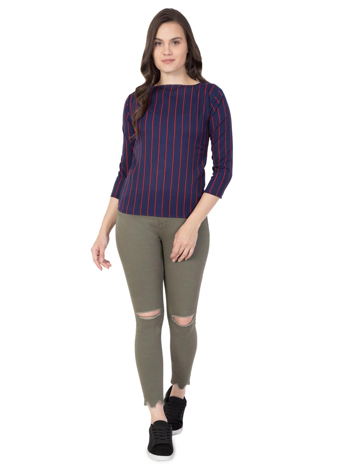 round neck striped top - 16509092 - Zoom Image - 4